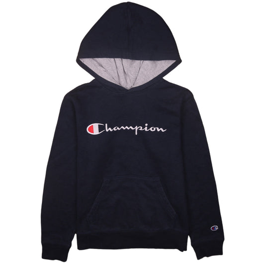 Champion Boys Navy Pullover Hoodie L Logo Embroidered Casual