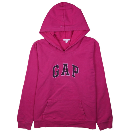 GAP Women Fuchsia Pink Pullover Hoodie L Logo Cotton Casual