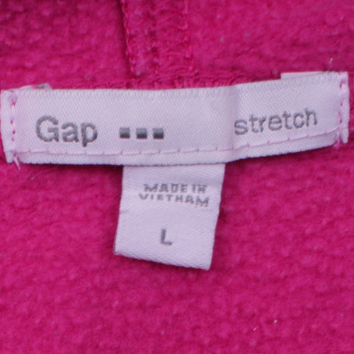 GAP Women Fuchsia Pink Pullover Hoodie L Logo Cotton Casual