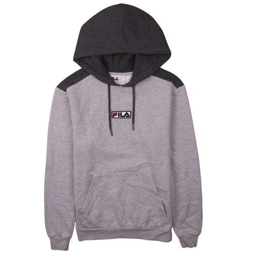 FILA Men's Grey Pullover Hoodie XS Logo Fleece Sports Sweatshirt