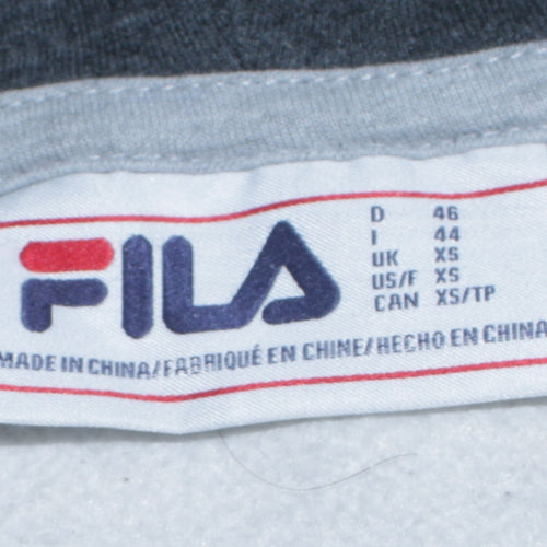 FILA Men's Grey Pullover Hoodie XS Logo Fleece Sports Sweatshirt