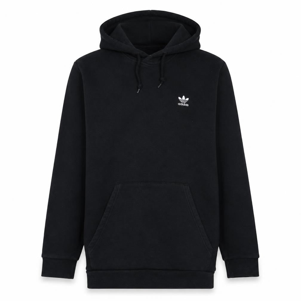 Front view of adidas men’s black l pullover hoodie logo fleece sweatshirt