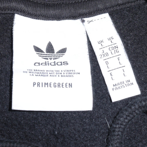 adidas Mens Black L Pullover Hoodie Logo Fleece Sweatshirt