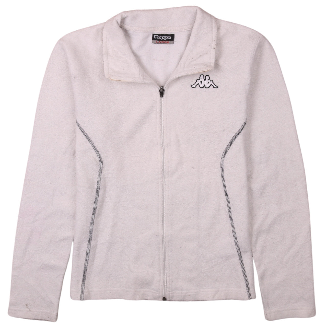 Kappa Women White Fleece Full Zip Sweatshirt Large Casual
