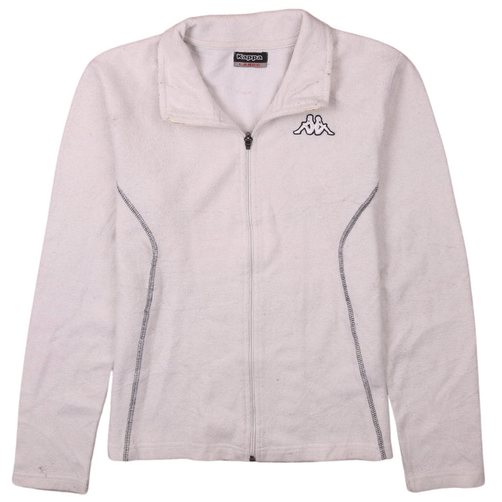 Kappa Women White Fleece Full Zip Sweatshirt Large Casual
