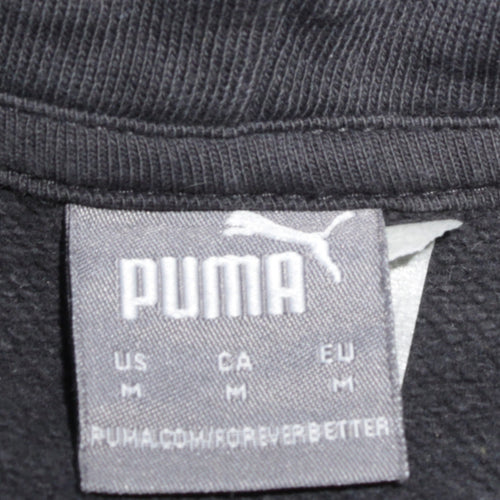 Puma Womens Black Crop Pullover Hoodie Medium Cotton Logo Sportswear