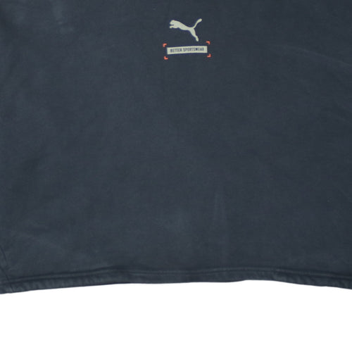 Puma Womens Black Crop Pullover Hoodie Medium Cotton Logo Sportswear