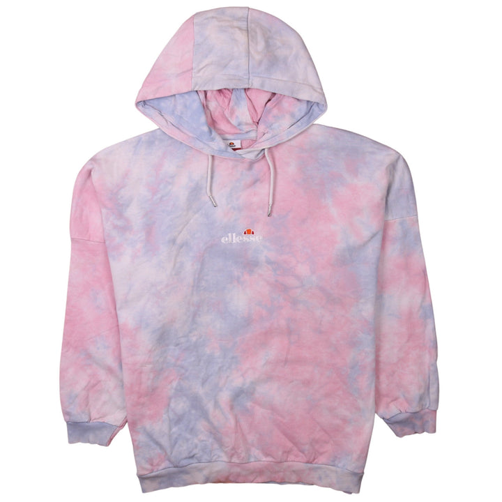 Ellesse Womens Pink Blue Tie-Dye Pullover Hoodie UK 8 Cotton Blend