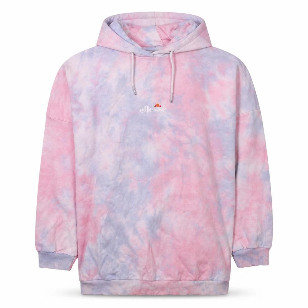 Ellesse Womens Pink Blue Tie-Dye Pullover Hoodie UK 8 Cotton Blend