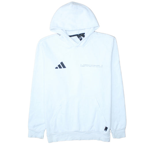 Adidas Men's White Pullover Hoodie L Worldwide Graphic Fleece Sweatshirt