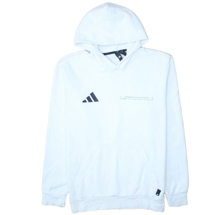 Adidas Men's White Pullover Hoodie L Worldwide Graphic Fleece Sweatshirt
