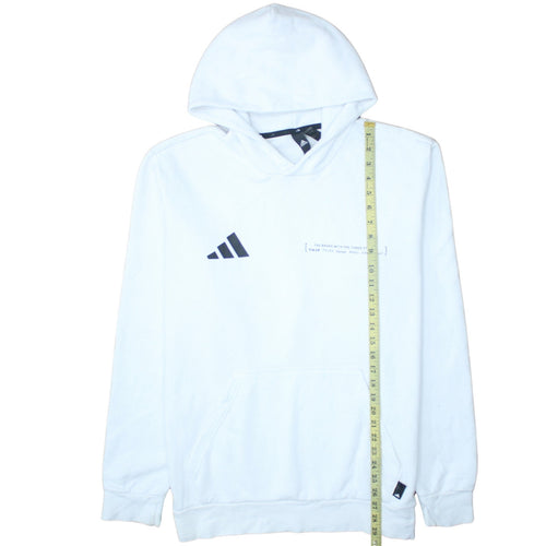 Adidas Men's White Pullover Hoodie L Worldwide Graphic Fleece Sweatshirt