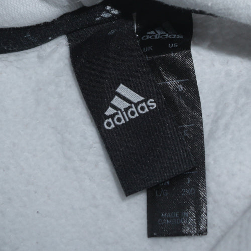 Adidas Men's White Pullover Hoodie L Worldwide Graphic Fleece Sweatshirt