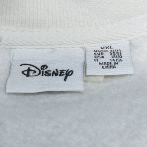 Disney Women White Dumbo Crew Neck Pullover Sweatshirt 2XL