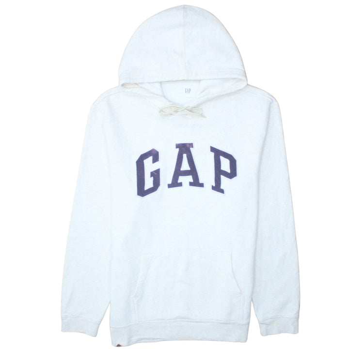 GAP Women White Pullover Hoodie L Cotton Blend Logo Casual