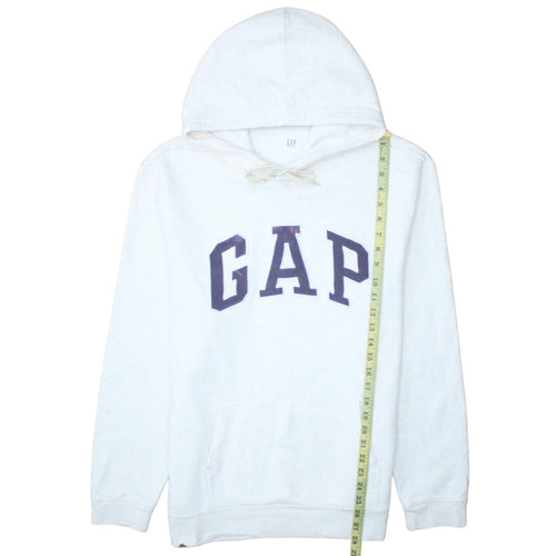 GAP Women White Pullover Hoodie L Cotton Blend Logo Casual