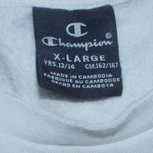 Champion Boys White Pullover Crew Neck Fleece Sweatshirt 13-14 Years