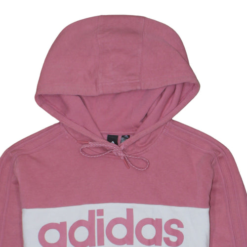 Adidas Womens Pink & Navy Pullover Hoodie L 16-18 Logo Sweatshirt