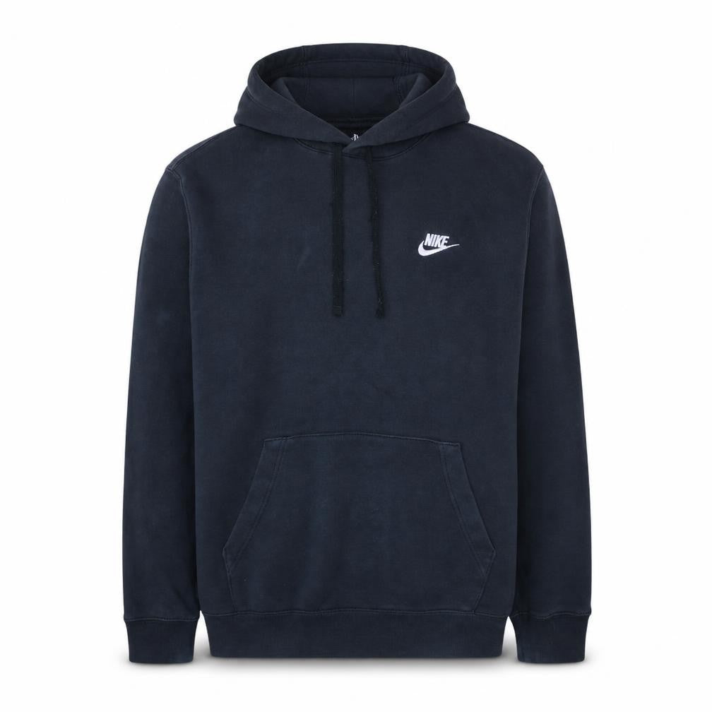 Front view of Nike Men's Black Pullover Hoodie Medium Fleece Logo Sportswear