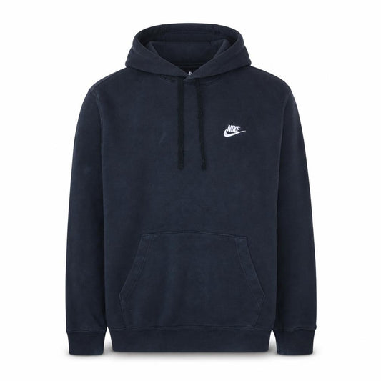 Front view of Nike Men's Black Pullover Hoodie Medium Fleece Logo Sportswear