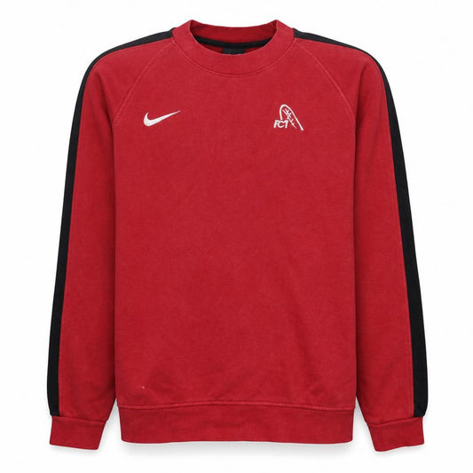 Front view of Nike Men's Red FCT Logo Crew Neck Pullover Sweatshirt, size S