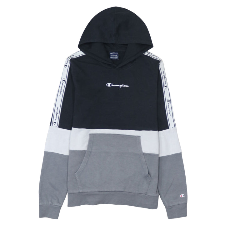 Champion Boys Colourblock 2XL Black Grey Pullover Hoodie Sweatshirt