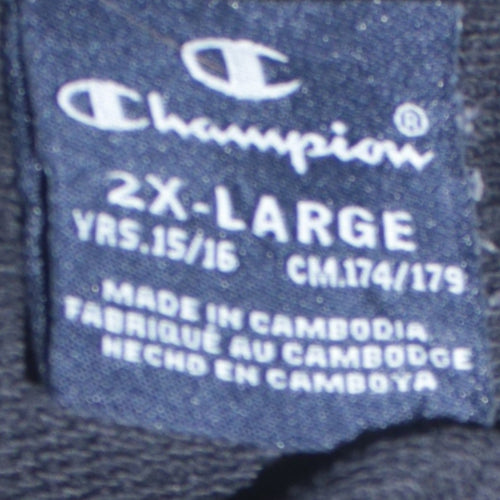 Champion Boys Colourblock 2XL Black Grey Pullover Hoodie Sweatshirt