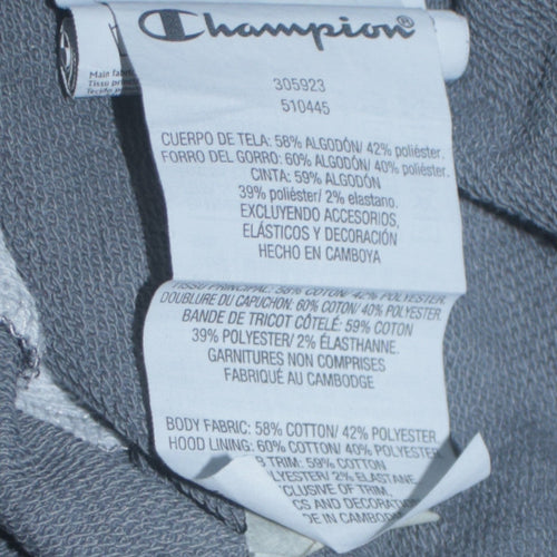 Champion Boys Colourblock 2XL Black Grey Pullover Hoodie Sweatshirt