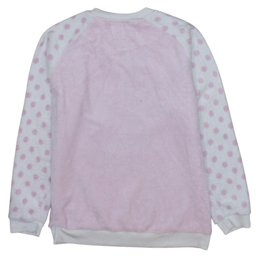 Disney Women Pink Stitch Polka Dot Fleece Nightshirt Top Size 10-12