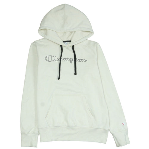 Champion Womens Beige Hoodie Medium Pullover Logo Hooded Sweatshirt
