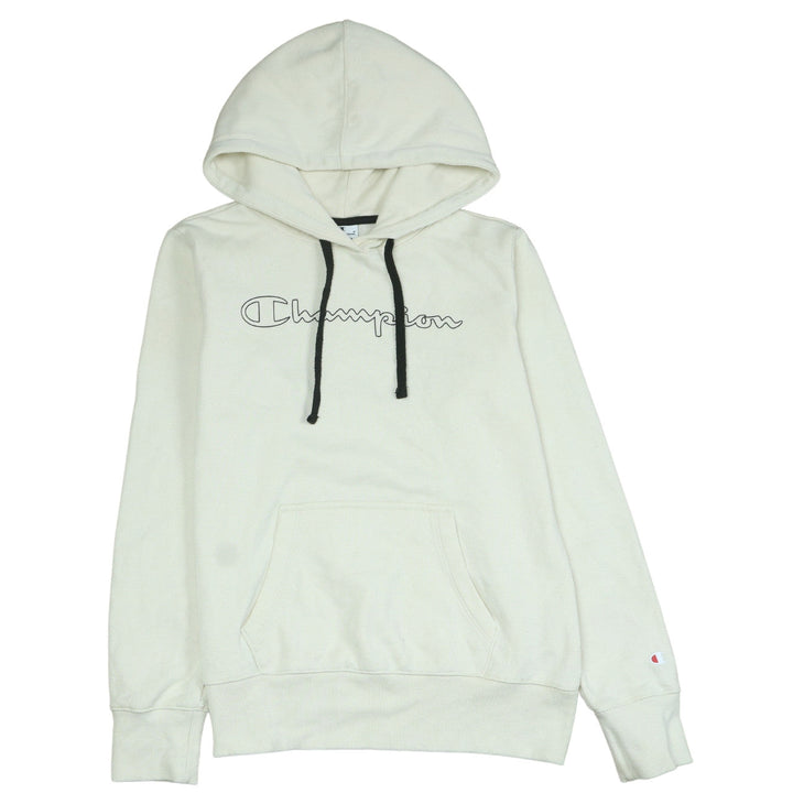 Champion Womens Beige Hoodie Medium Pullover Logo Hooded Sweatshirt