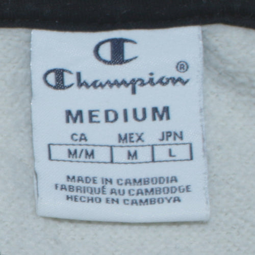 Champion Womens Beige Hoodie Medium Pullover Logo Hooded Sweatshirt