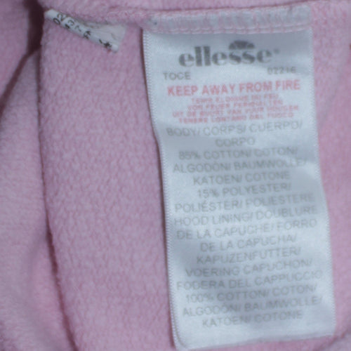 Ellesse Womens Pink Pullover Hoodie Size L Cotton Blend Logo Sweatshirt