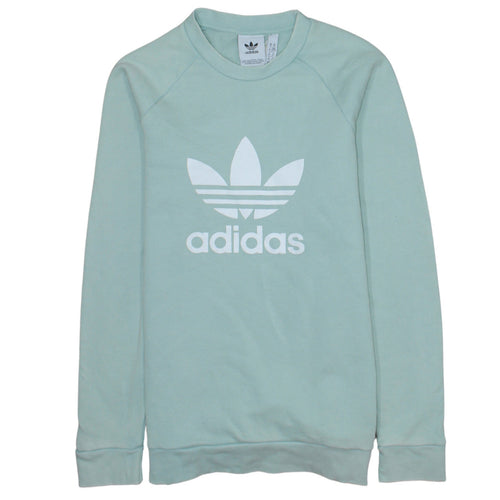 adidas Men's Green Trefoil Pullover Sweatshirt XS Regular Fit