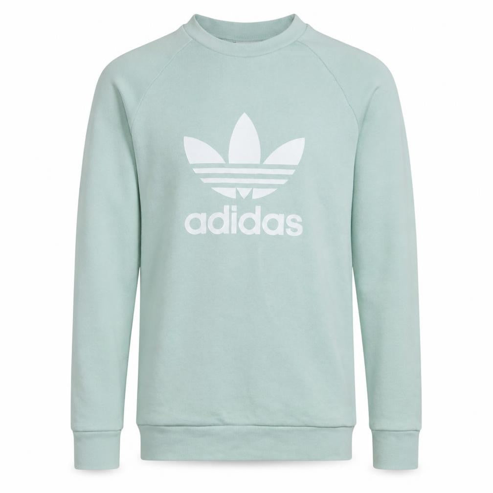 Front view of adidas Men's Green Trefoil Pullover Sweatshirt XS Regular Fit