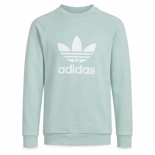 Front view of adidas Men's Green Trefoil Pullover Sweatshirt XS Regular Fit