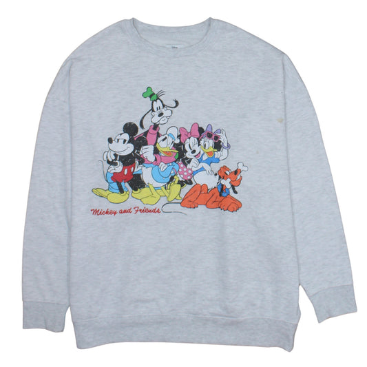 Front view of Primark Disney 100 Women's Grey Mickey & Friends Sweatshirt M 12/14