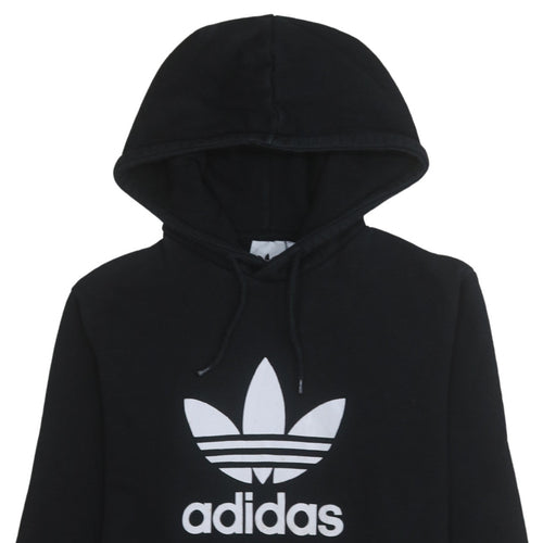 Adidas Men's Black Pullover Hoodie Medium Fleece Trefoil Logo