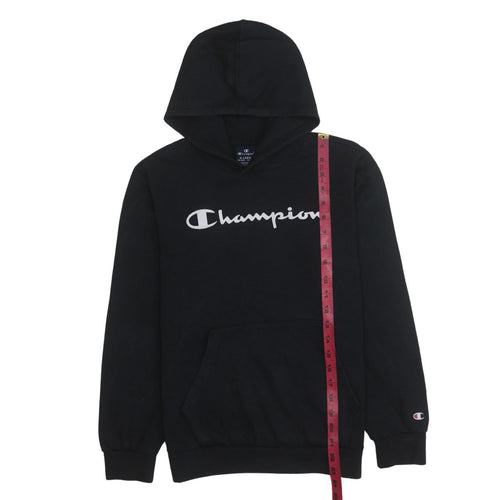 Champion Boys Black Pullover Hoodie 13-14 Years Fleece Lined Sweatshirt