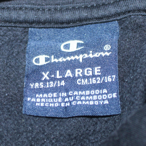 Champion Boys Black Pullover Hoodie 13-14 Years Fleece Lined Sweatshirt