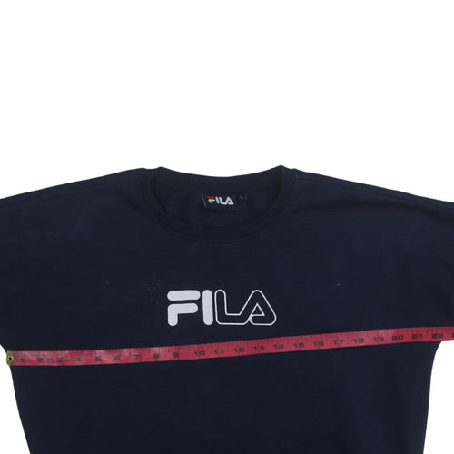 FILA Men's Blue Crew Neck Pullover Sweatshirt Size L Logo Retro Sports