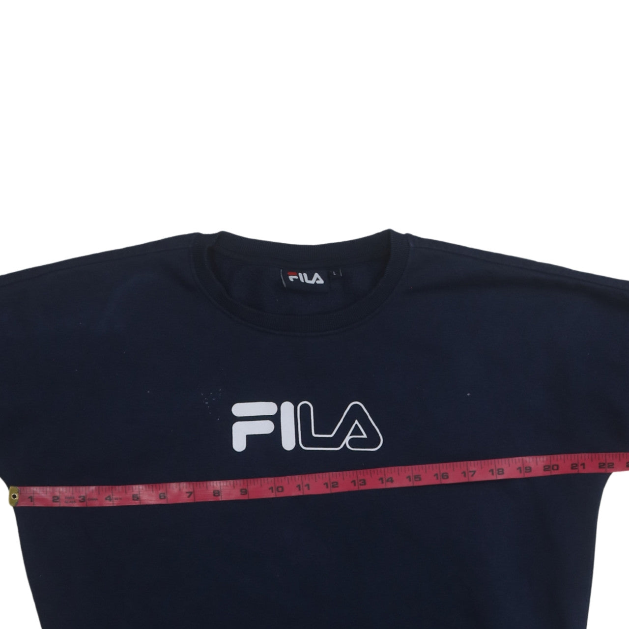 FILA Men's Blue Crew Neck Pullover Sweatshirt Size L Logo Retro Sports