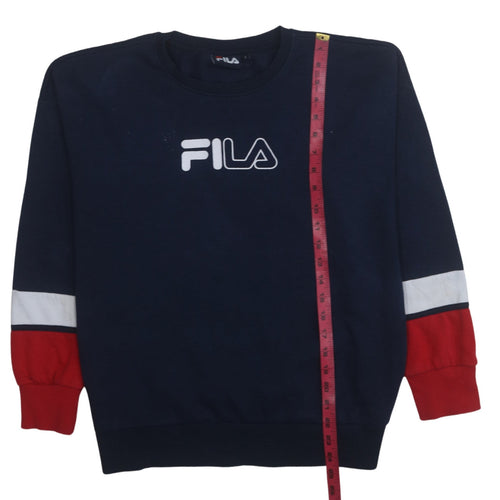 FILA Men's Blue Crew Neck Pullover Sweatshirt Size L Logo Retro Sports