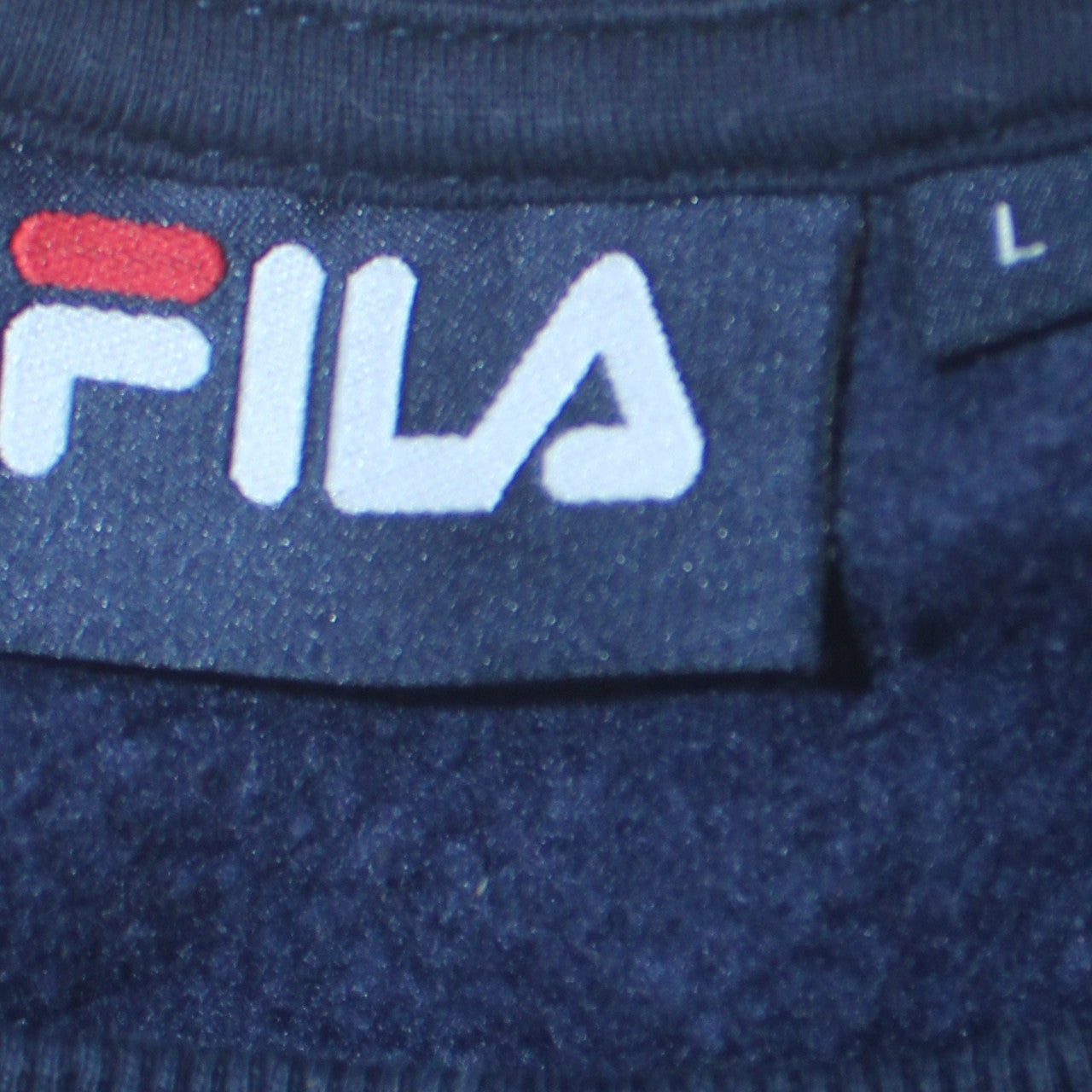 FILA Men's Blue Crew Neck Pullover Sweatshirt Size L Logo Retro Sports