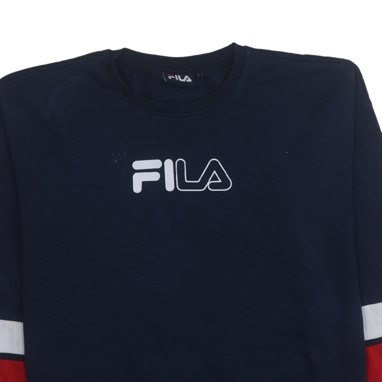 FILA Men's Blue Crew Neck Pullover Sweatshirt Size L Logo Retro Sports