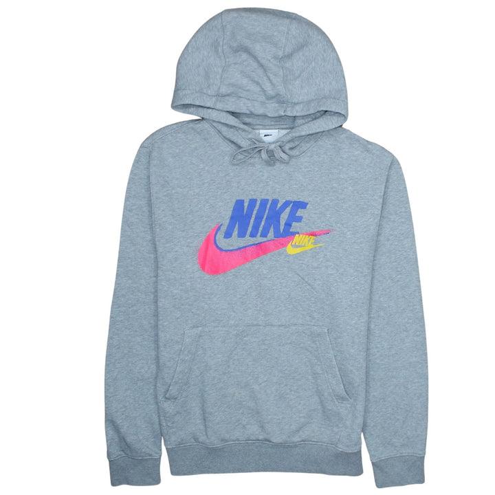 Nike Womens Grey Hoodie Small Pullover Graphic Logo Cotton Blend