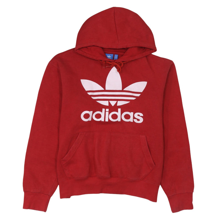 Adidas Women's Red Pullover Hoodie Small - Classic Trefoil Logo Sweatshirt