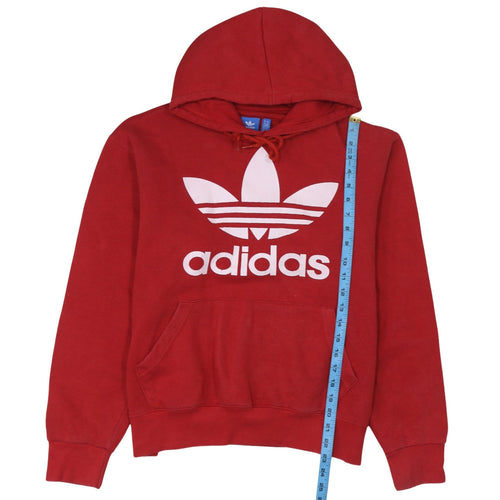 Adidas Women's Red Pullover Hoodie Small - Classic Trefoil Logo Sweatshirt