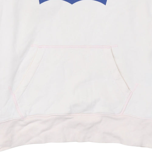 Levi's Women Beige Hooded Pullover Sweatshirt Medium Logo Graphic