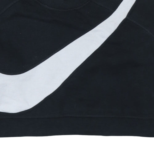 Nike Women Black Medium Cropped Pullover Sweatshirt Logo Print